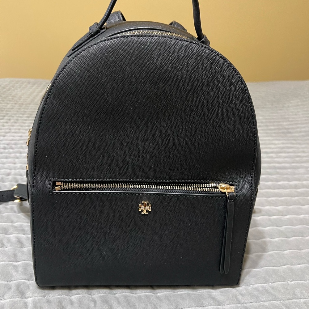 Tory Burch Black and Gold Backpack